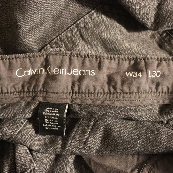 Calvin Klein Jeans light grey small fishbone design, long straight leg pants W34 - Picture 7 of 10
